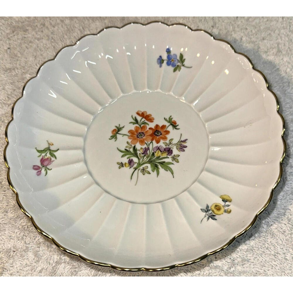 Porcelain Meissen Scattered Flowers Round bowl/saucer Crossed Swords numbered